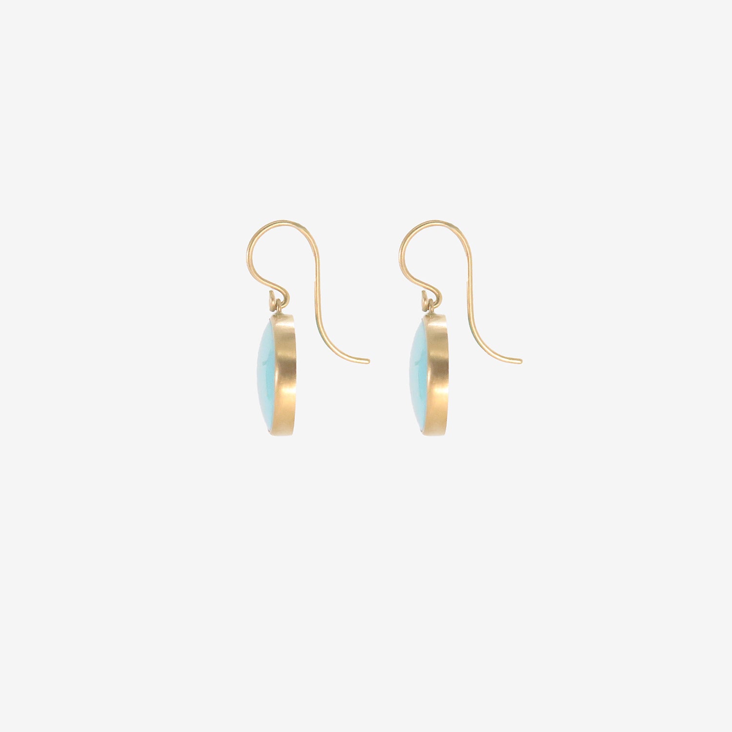 LOLA BROOKS 18K & OVAL SLEEPING BEAUTY TURQUOISE EARRINGS, 12.19CT