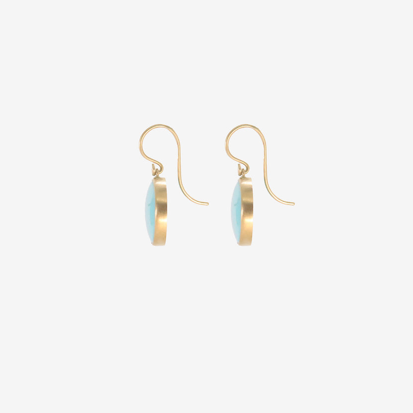 LOLA BROOKS 18K & OVAL SLEEPING BEAUTY TURQUOISE EARRINGS, 12.19CT