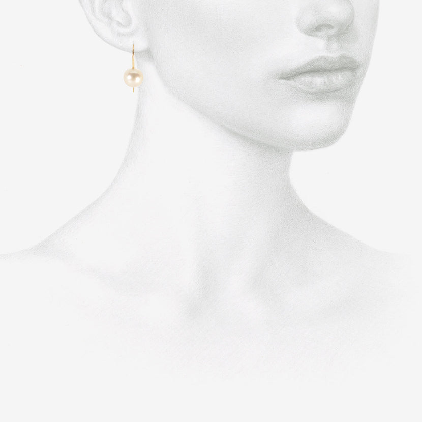 ROSANNE PUGLIESE 18K & CREAM-COLORED SOUTH SEA PEARL EARRINGS