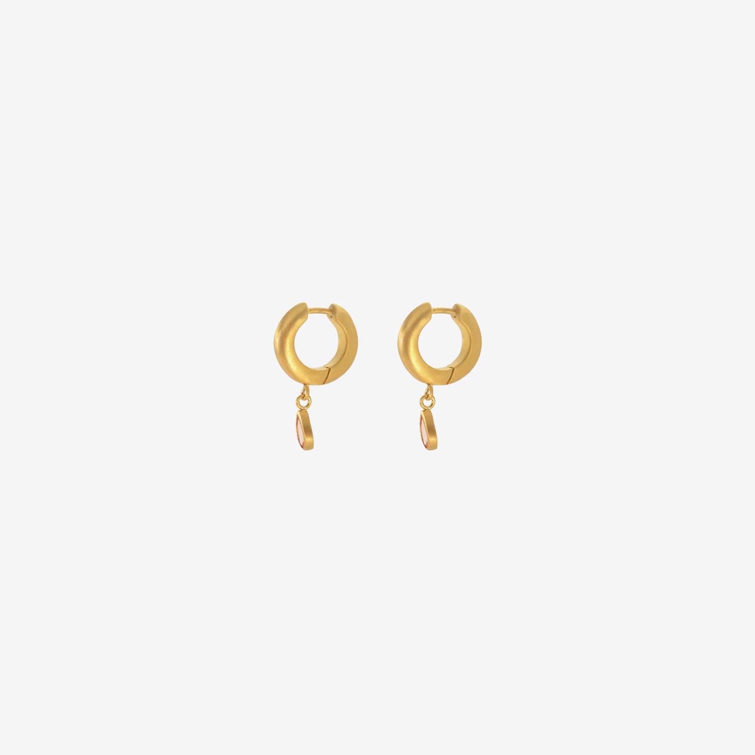 DARIUS 18K 8MM SIGNATURE HOOPS WITH PEAR-SHAPED PADPARADSCHA SAPPHIRE DROPS