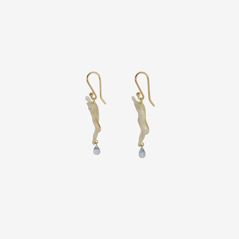GABRIELLA KISS 14K GREEN GOLD MEDIUM IVY LEAF EARRINGS WITH SAPPHIRES