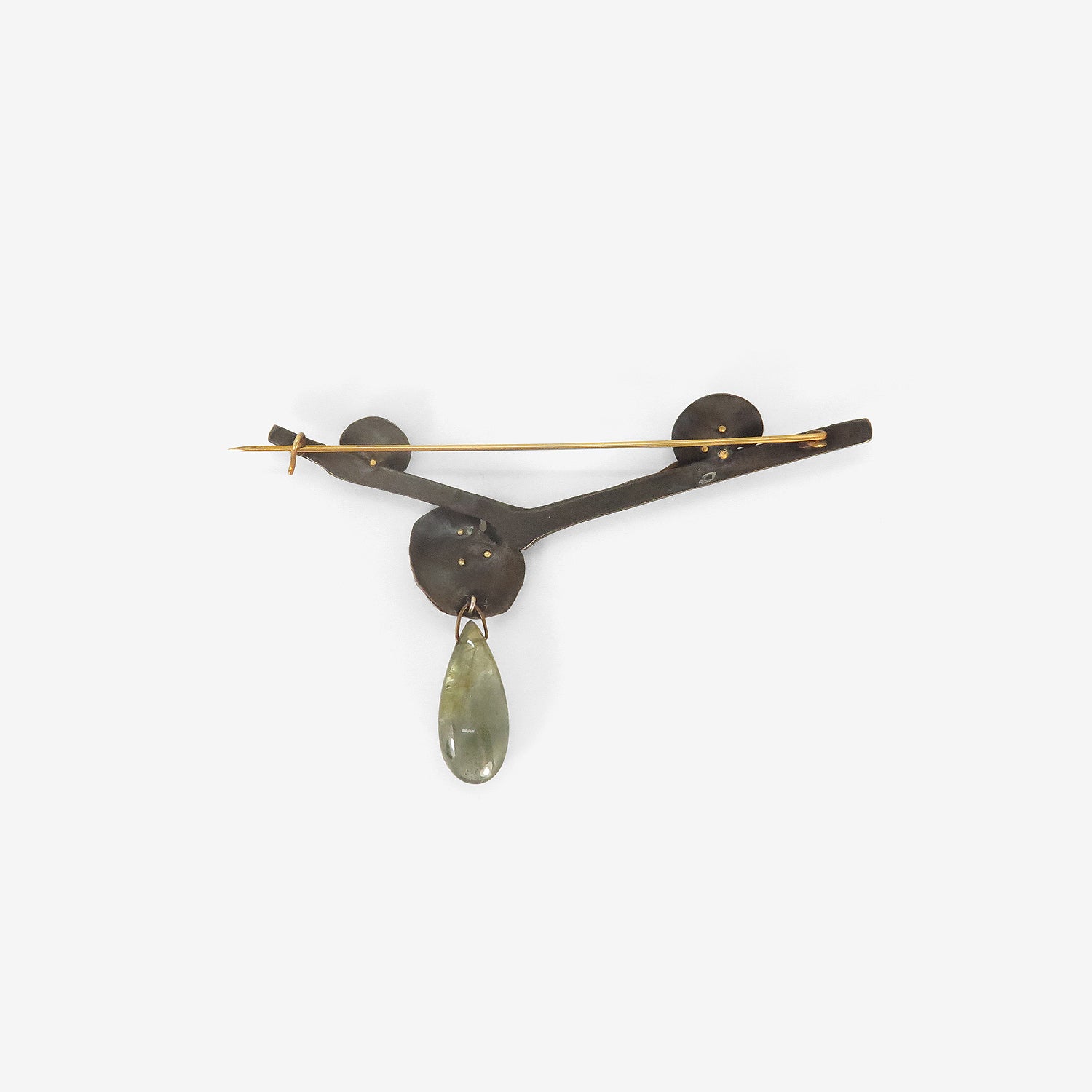 GABRIELLA KISS BRONZE & 18K MUSHROOM BRANCH PIN WITH OPAL, DIAMOND AND MOSS AGATE