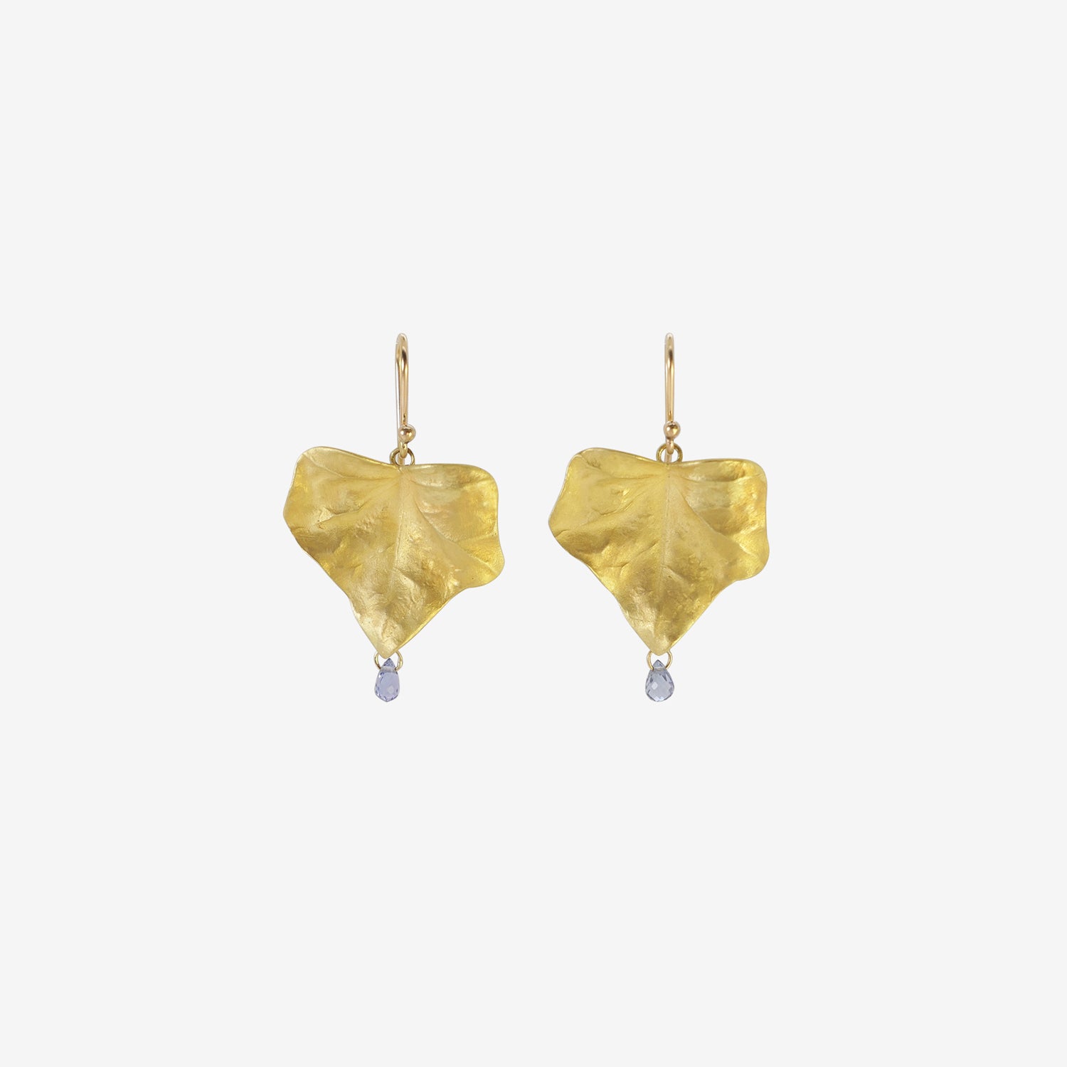 GABRIELLA KISS 18K MEDIUM IVY LEAF EARRINGS WITH SAPPHIRES
