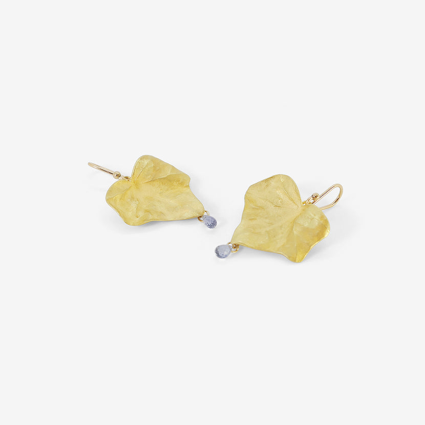 GABRIELLA KISS 18K MEDIUM IVY LEAF EARRINGS WITH SAPPHIRES