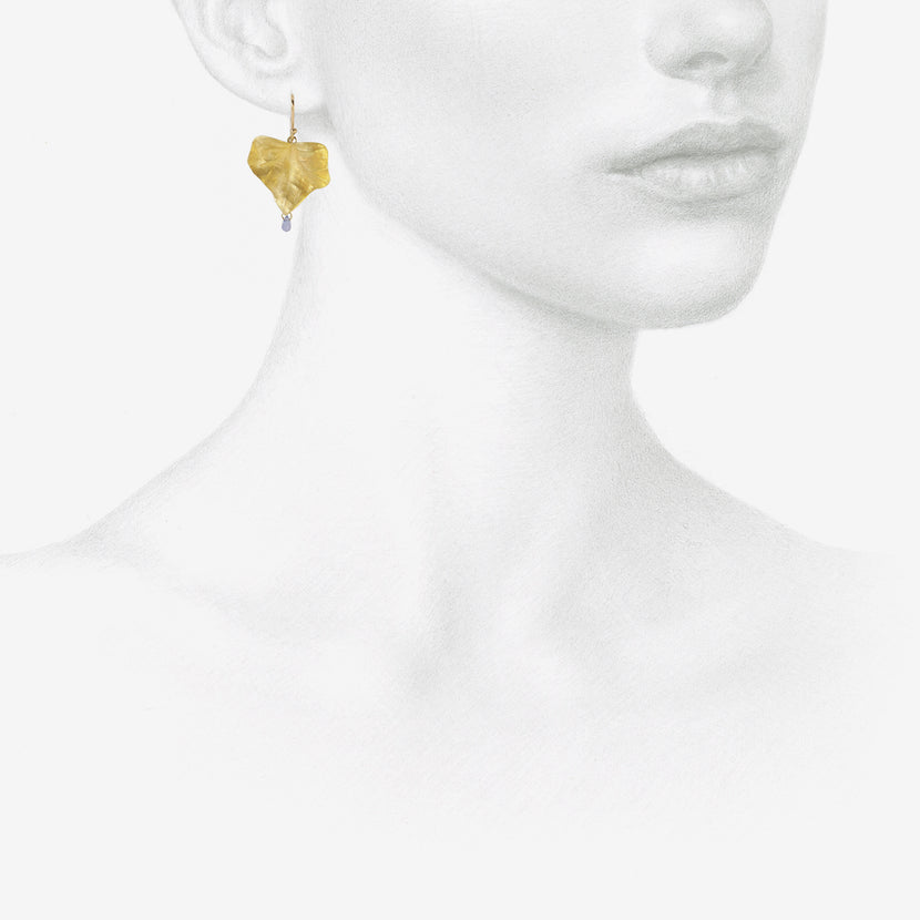 GABRIELLA KISS 18K MEDIUM IVY LEAF EARRINGS WITH SAPPHIRES