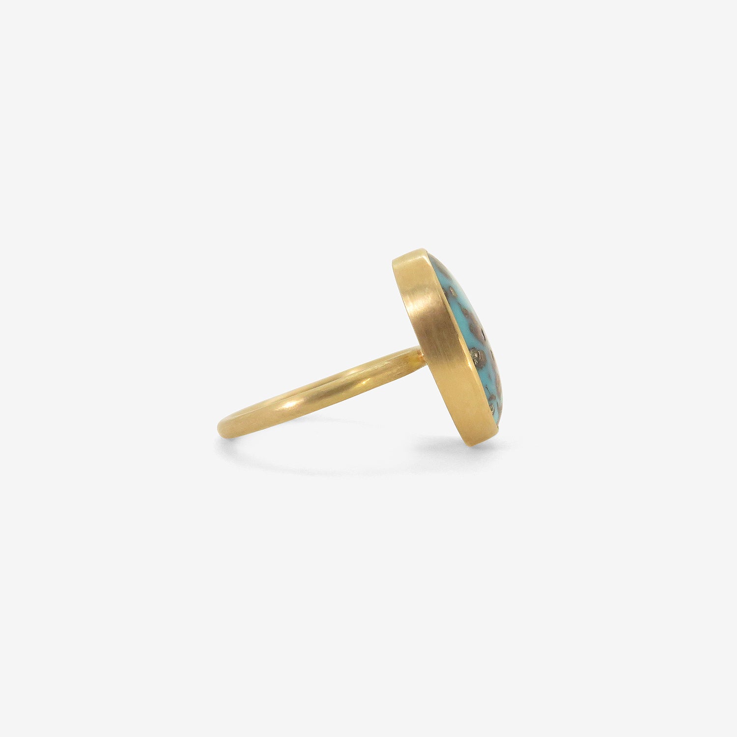 GABRIELLA KISS 18K & OVAL PERSIAN TURQUOISE WITH PYRITE RING, 7.6CT