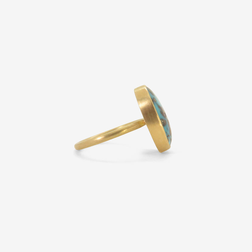 GABRIELLA KISS 18K & OVAL PERSIAN TURQUOISE WITH PYRITE RING, 7.6CT