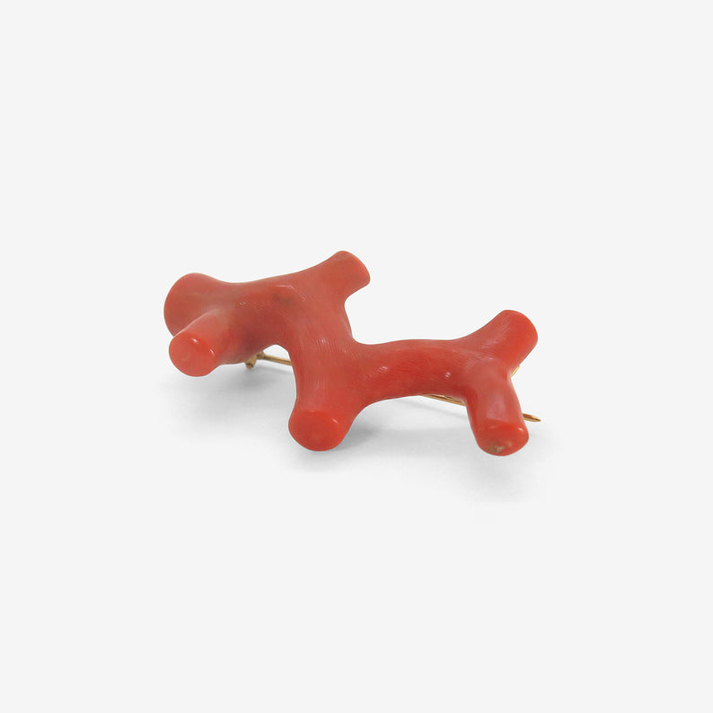 GABRIELLA KISS 18K & MEDITERRANEAN CORAL ZIGZAG PIN