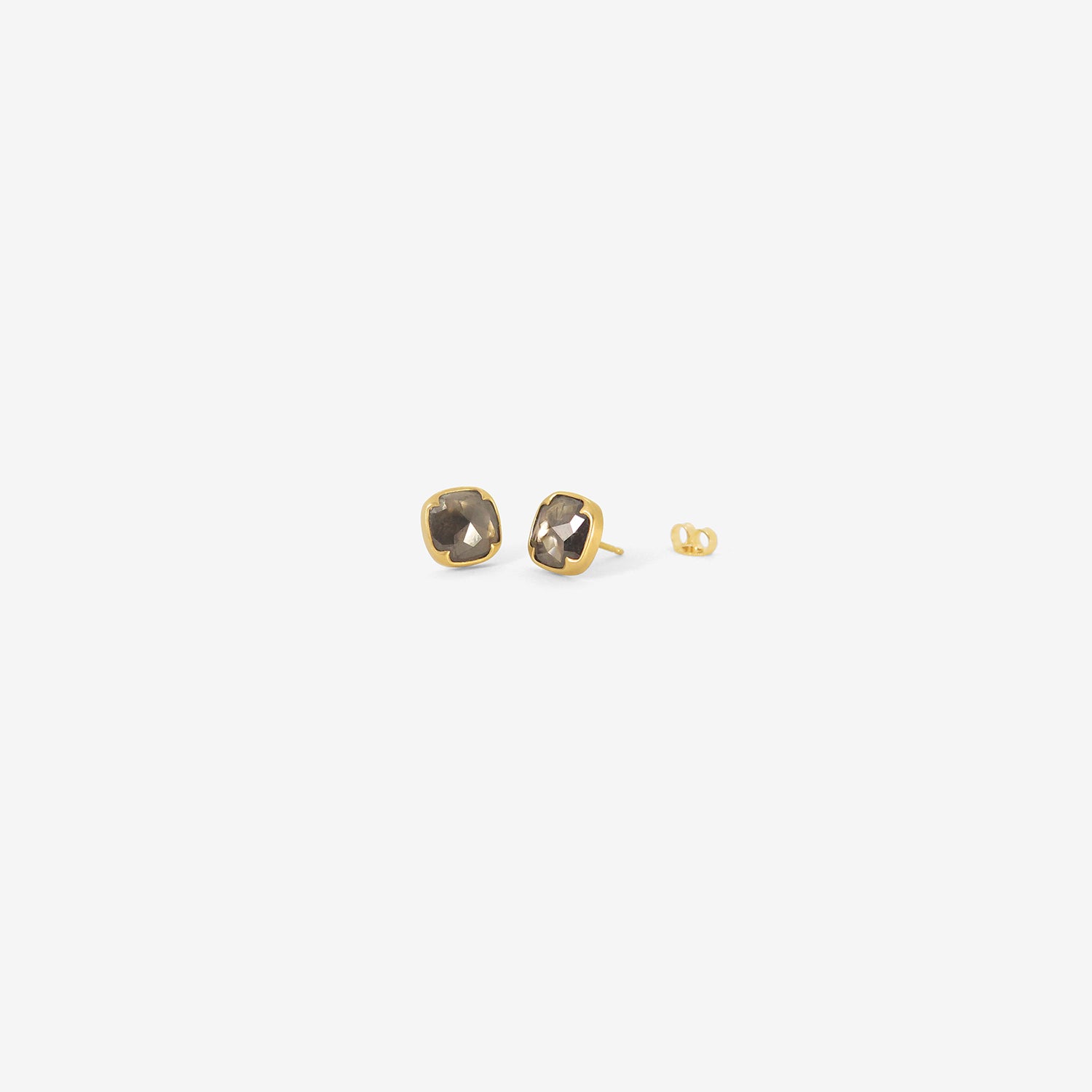 GABRIELLA KISS 18K & CUSHION-SHAPED SALT AND PEPPER DIAMOND STUDS, 3.65CT