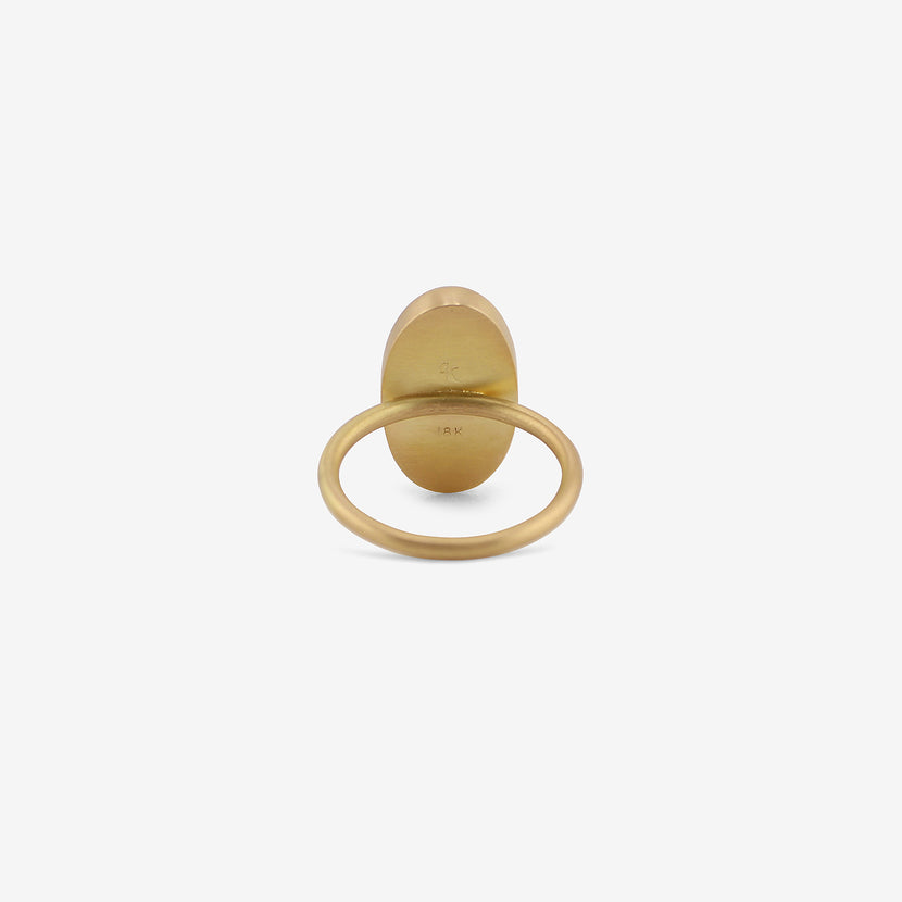 GABRIELLA KISS 18K & ELONGATED OVAL PERSIAN TURQUOISE RING, 12.08CT