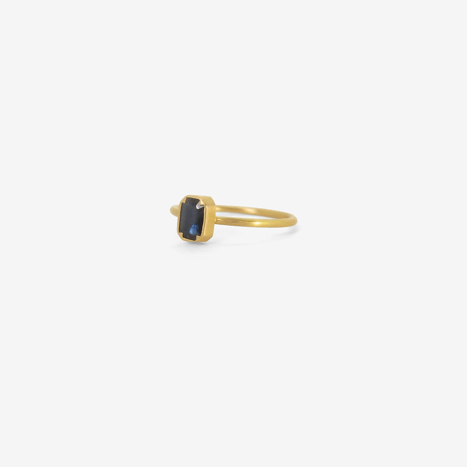 GABRIELLA KISS 18K & EMERALD-CUT BLUE SAPPHIRE RING, .5CT