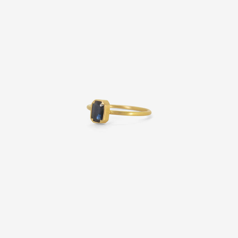 GABRIELLA KISS 18K & EMERALD-CUT BLUE SAPPHIRE RING, .5CT