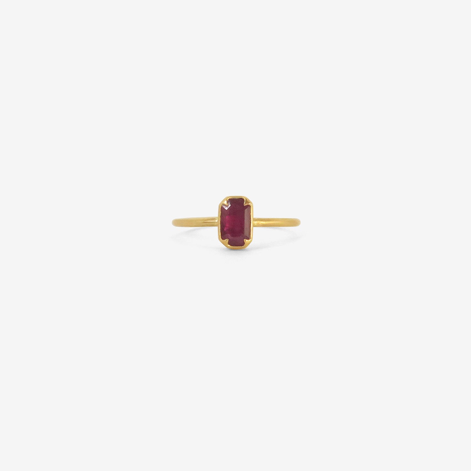 GABRIELLA KISS 18K & EMERALD-CUT RUBY RING, .76CT