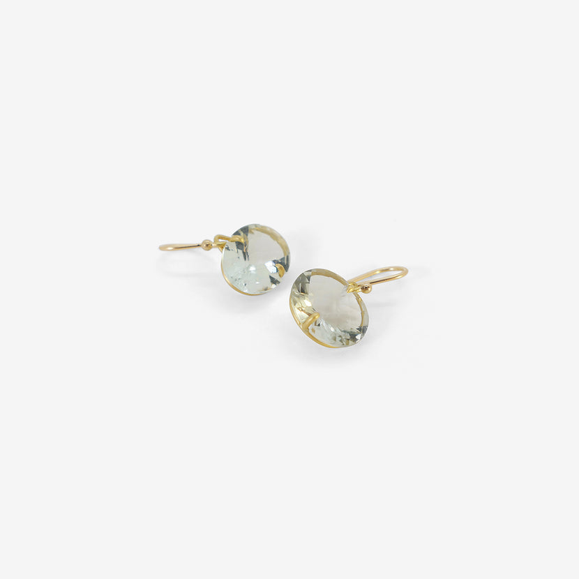 GABRIELLA KISS 18K & FACETED HORIZONTAL OVAL GREEN AMETHYST EARRINGS
