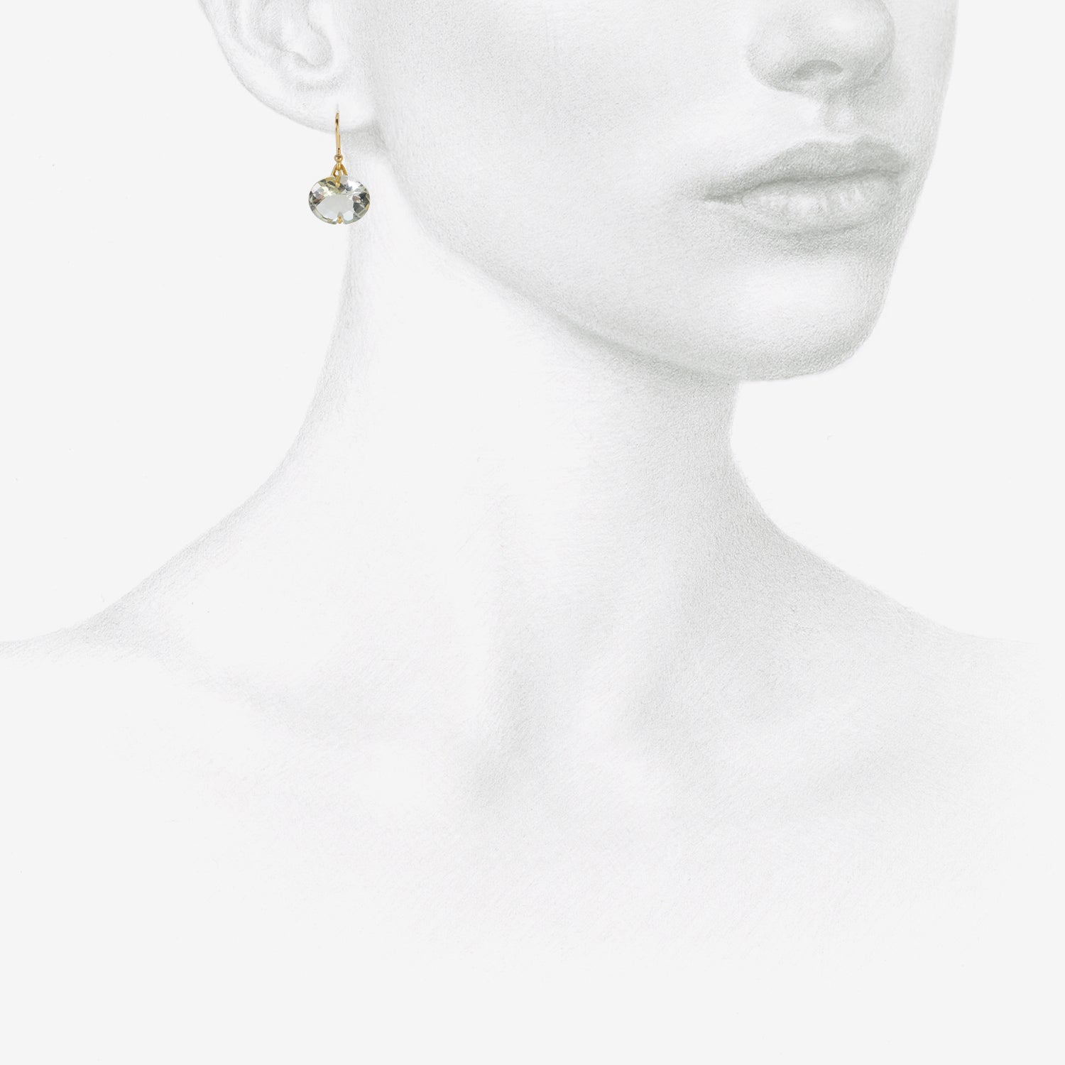 GABRIELLA KISS 18K & FACETED HORIZONTAL OVAL GREEN AMETHYST EARRINGS