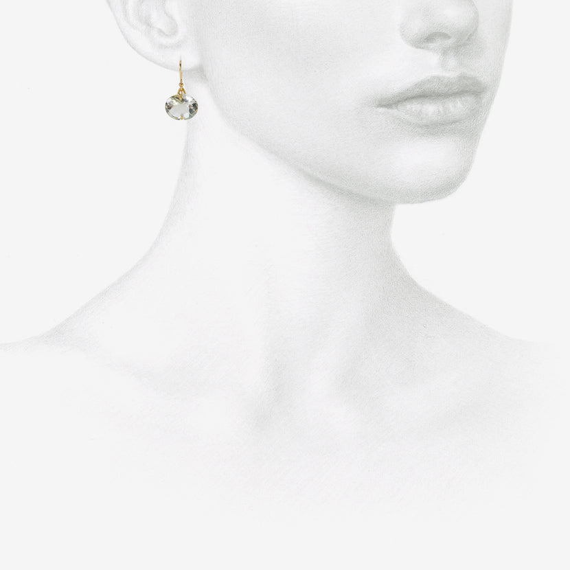 GABRIELLA KISS 18K & FACETED HORIZONTAL OVAL GREEN AMETHYST EARRINGS