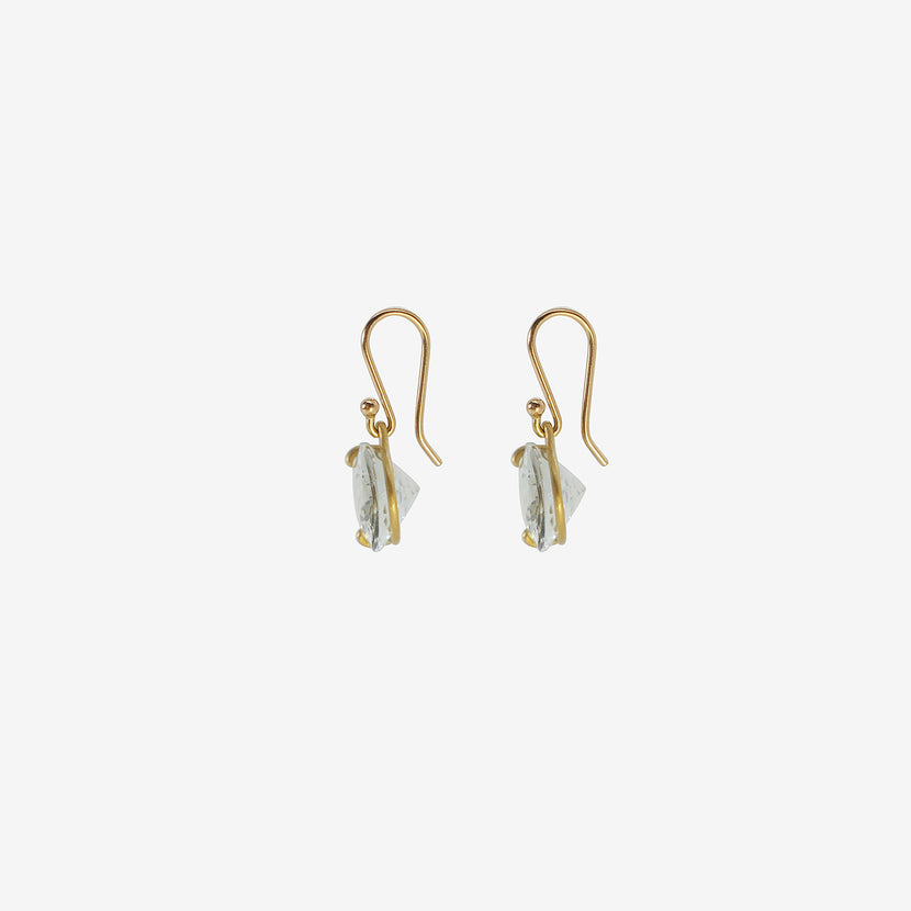 GABRIELLA KISS 18K & FACETED HORIZONTAL OVAL GREEN AMETHYST EARRINGS
