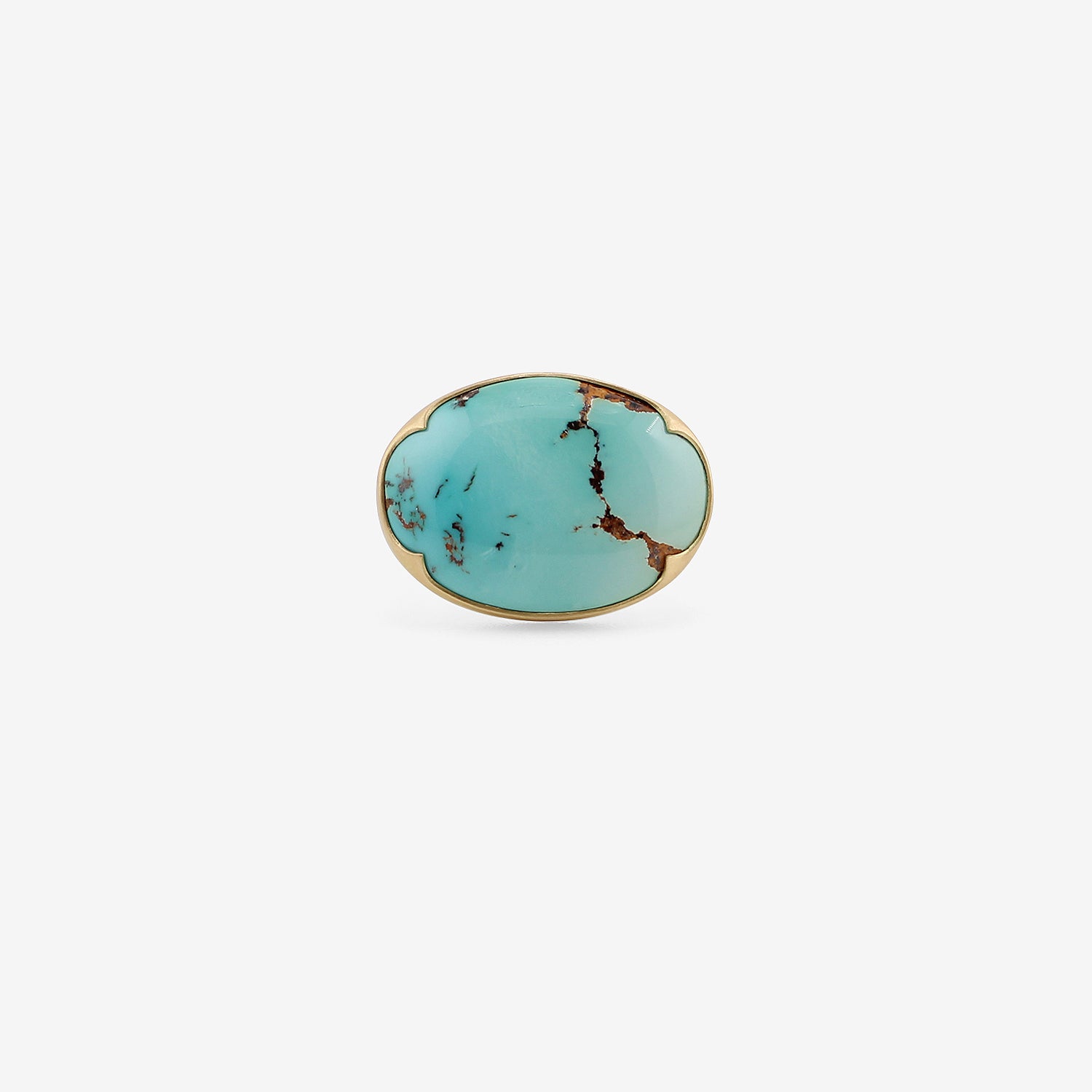 GABRIELLA KISS 18K & HORIZONTALLY-SET OVAL PERSIAN TURQUOISE RING, 10.31CT
