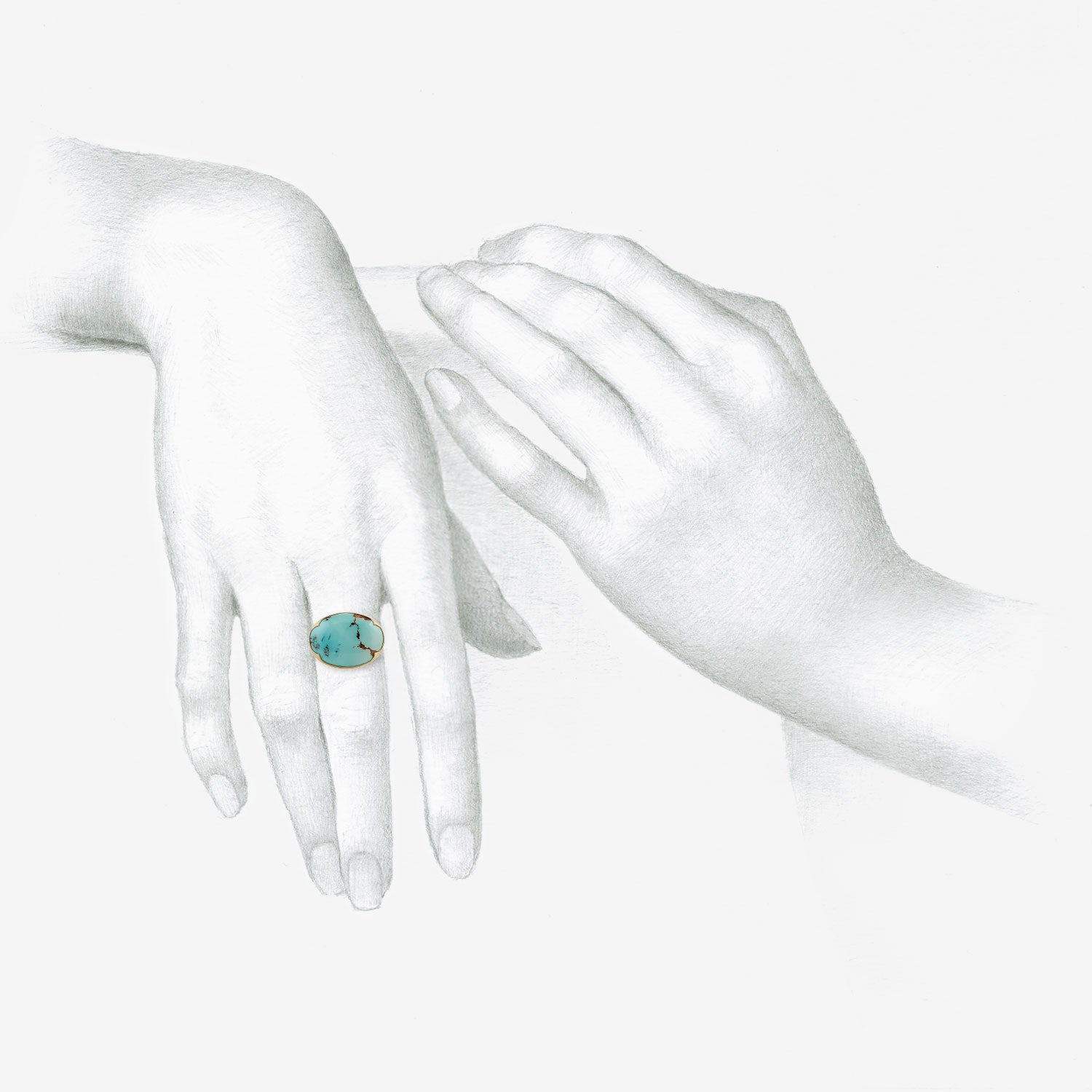 GABRIELLA KISS 18K & HORIZONTALLY-SET OVAL PERSIAN TURQUOISE RING, 10.31CT