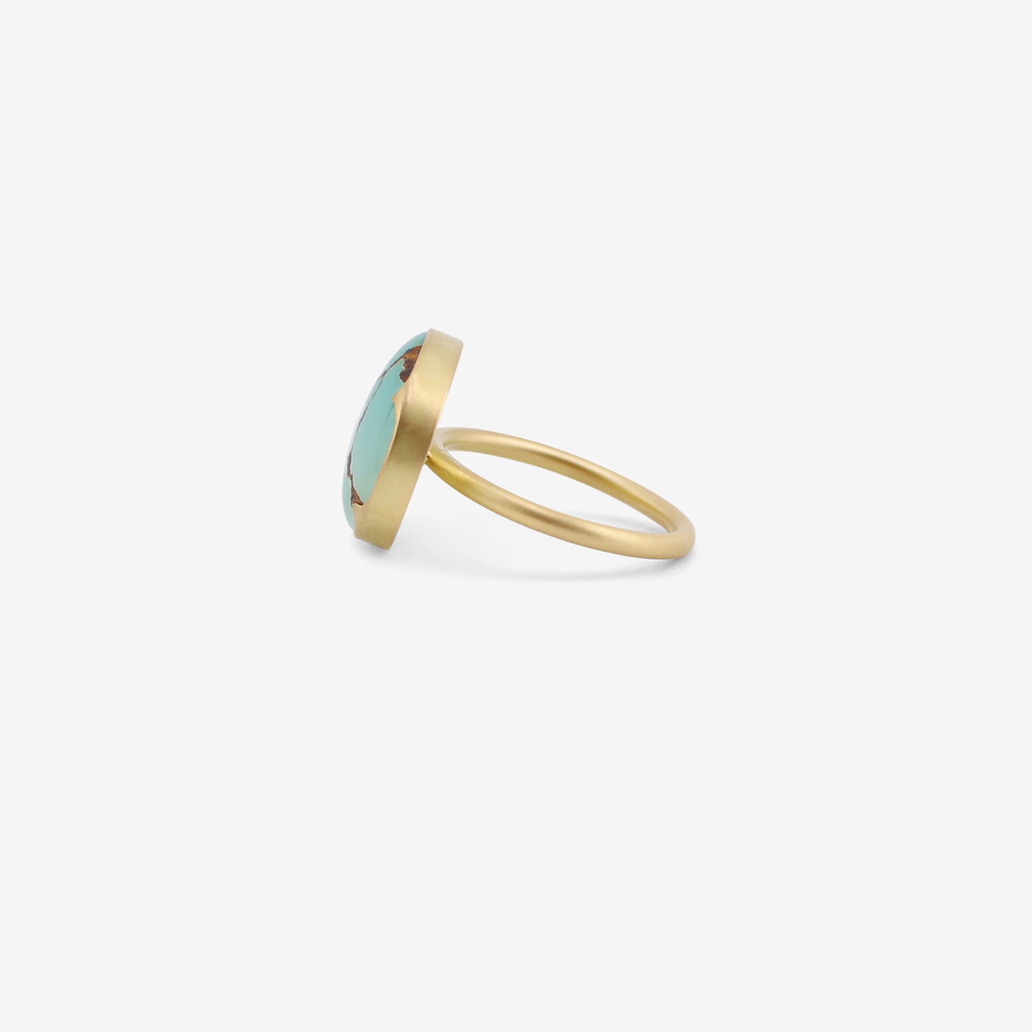 GABRIELLA KISS 18K & HORIZONTALLY-SET OVAL PERSIAN TURQUOISE RING, 10.31CT