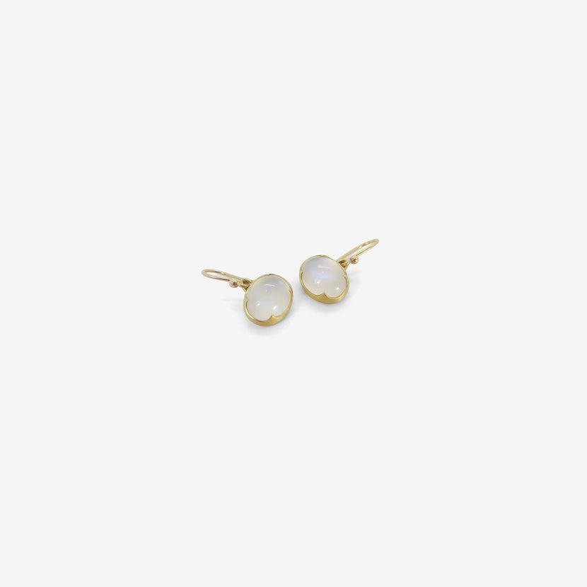 GABRIELLA KISS 18K & SMALL HORIZONTALLY-SET OVAL MOONSTONE EARRINGS