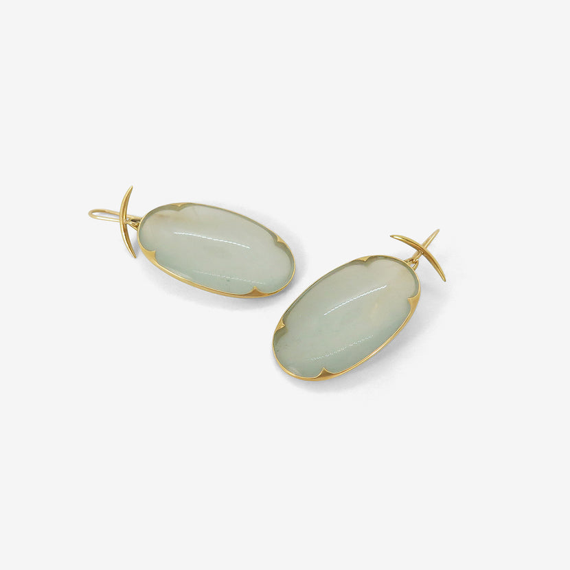 GABRIELLA KISS 18K & AQUAMARINE LARGE LENS EARRINGS