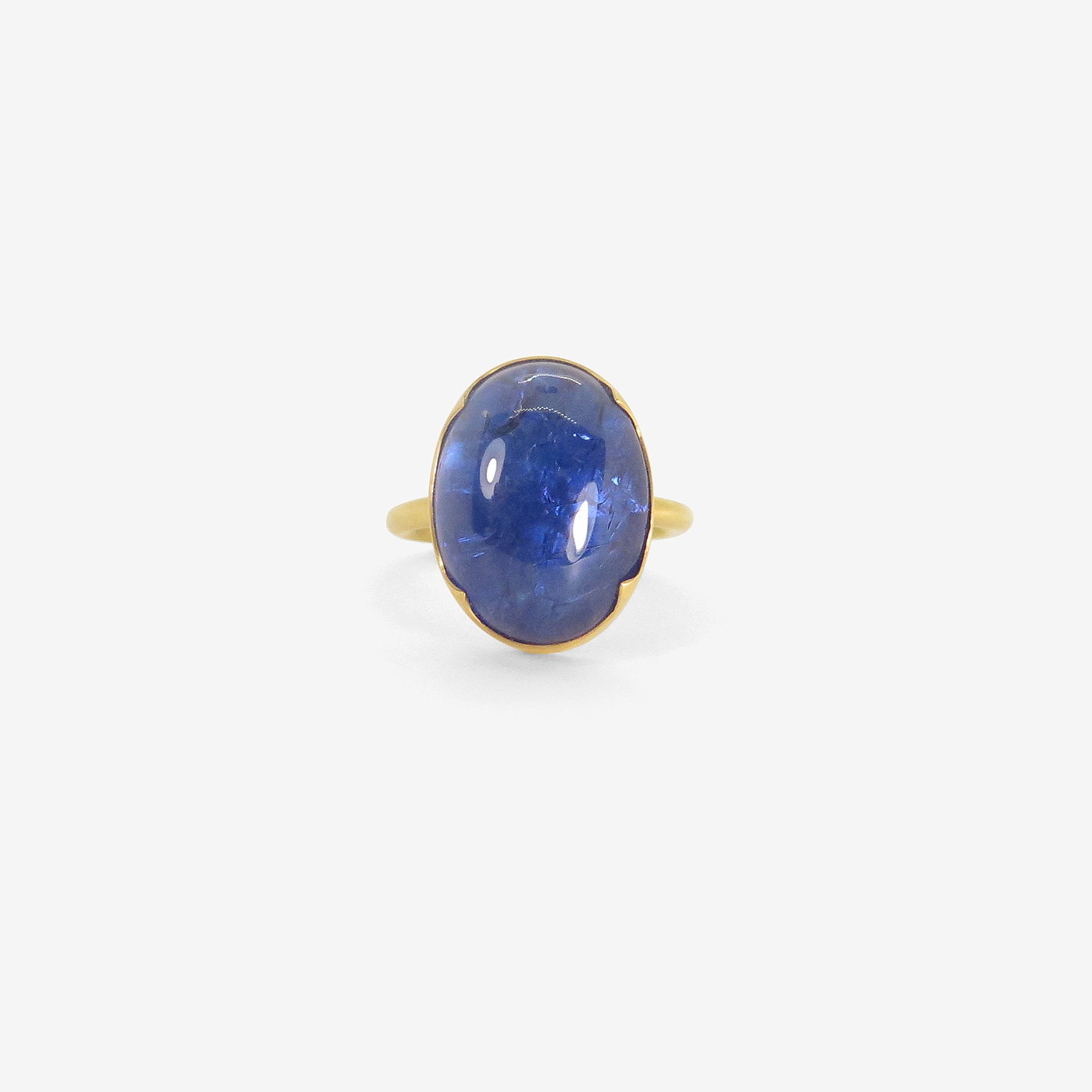 GABRIELLA KISS 18K & LARGE OVAL BLUE TANZANITE RING