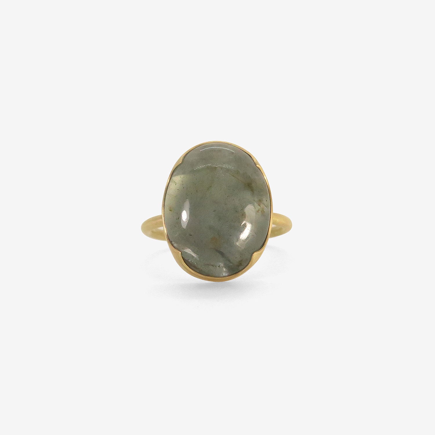 GABRIELLA KISS 18K & LARGE OVAL MOSS AQUAMARINE RING