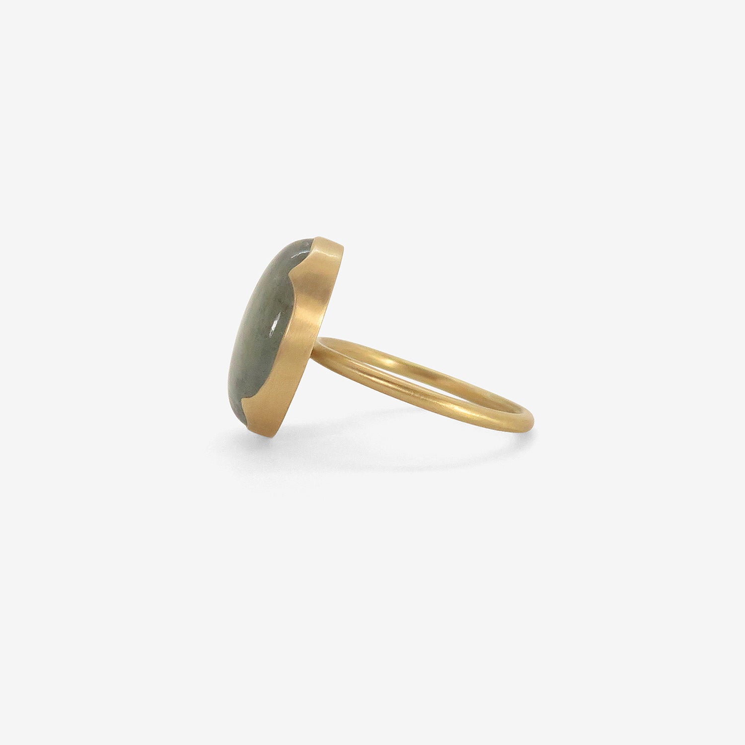 GABRIELLA KISS 18K & LARGE OVAL MOSS AQUAMARINE RING