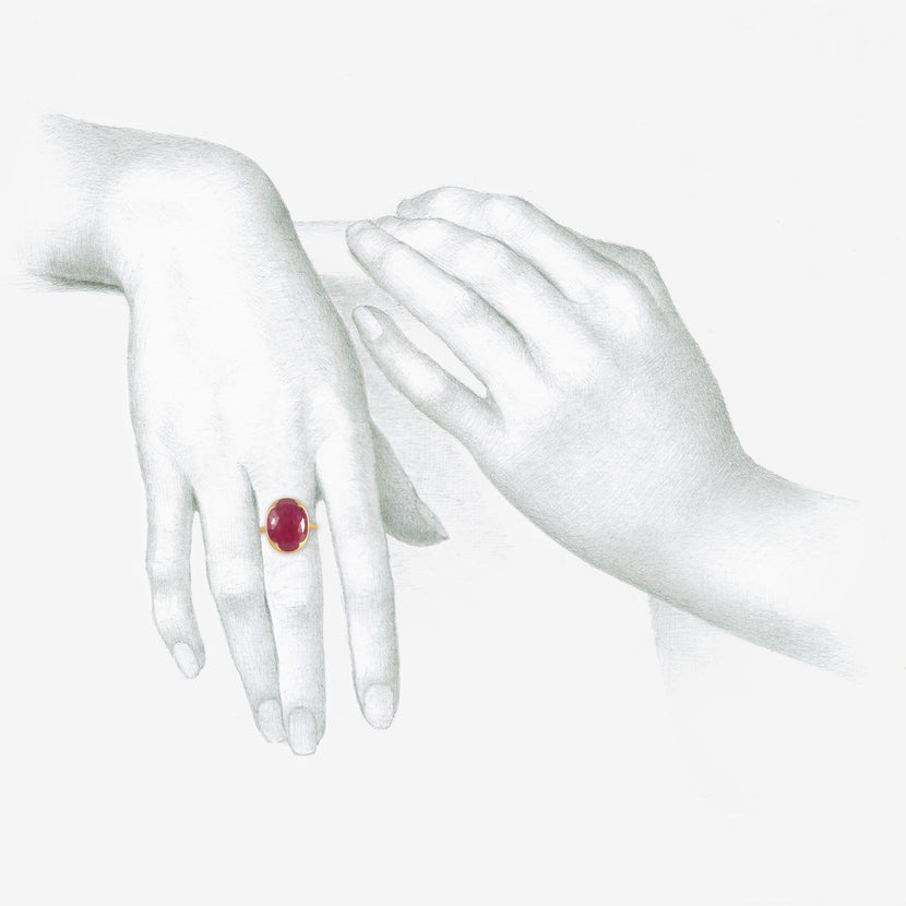 GABRIELLA KISS 18K & LARGE OVAL RUBY RING, 6.22CT