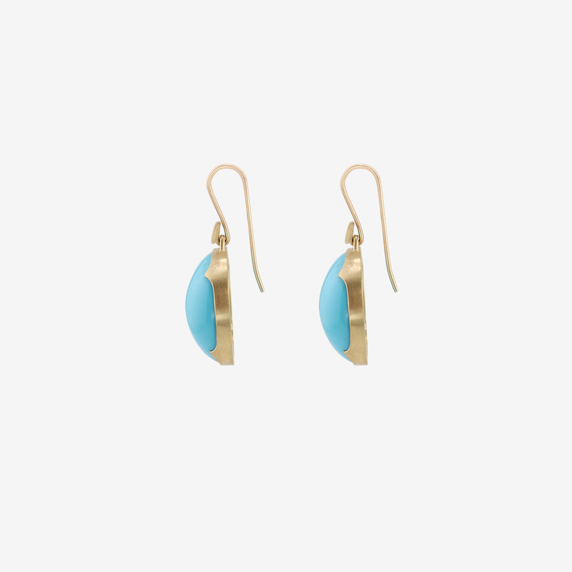 GABRIELLA KISS 18K & LARGE OVAL SLEEPING BEAUTY TURQUOISE EARRINGS