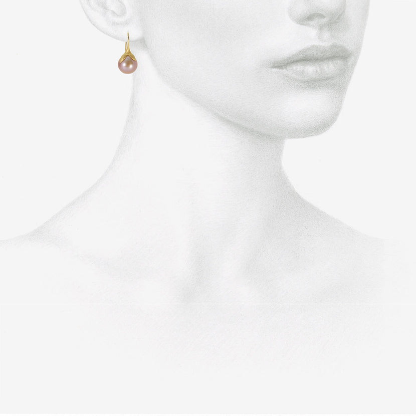 GABRIELLA KISS 14K & PINK FRESHWATER PEARL EGGPLANT EARRINGS