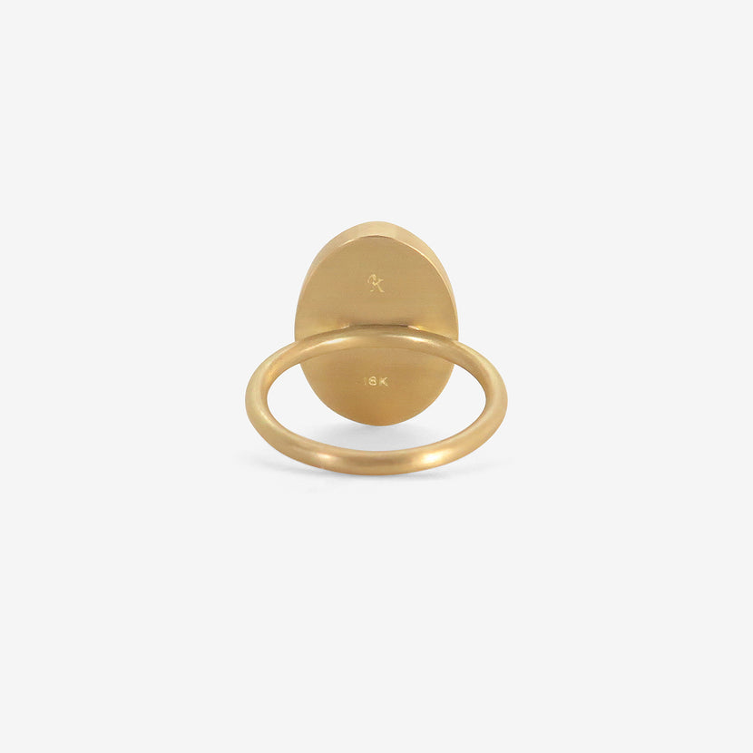 GABRIELLA KISS 18K & OVAL CHRYSOPRASE RING, 11.09CT