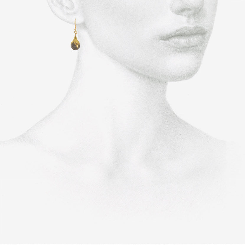 GABRIELLA KISS 18K & ROUGH BLACK DIAMOND EGGPLANT EARRINGS