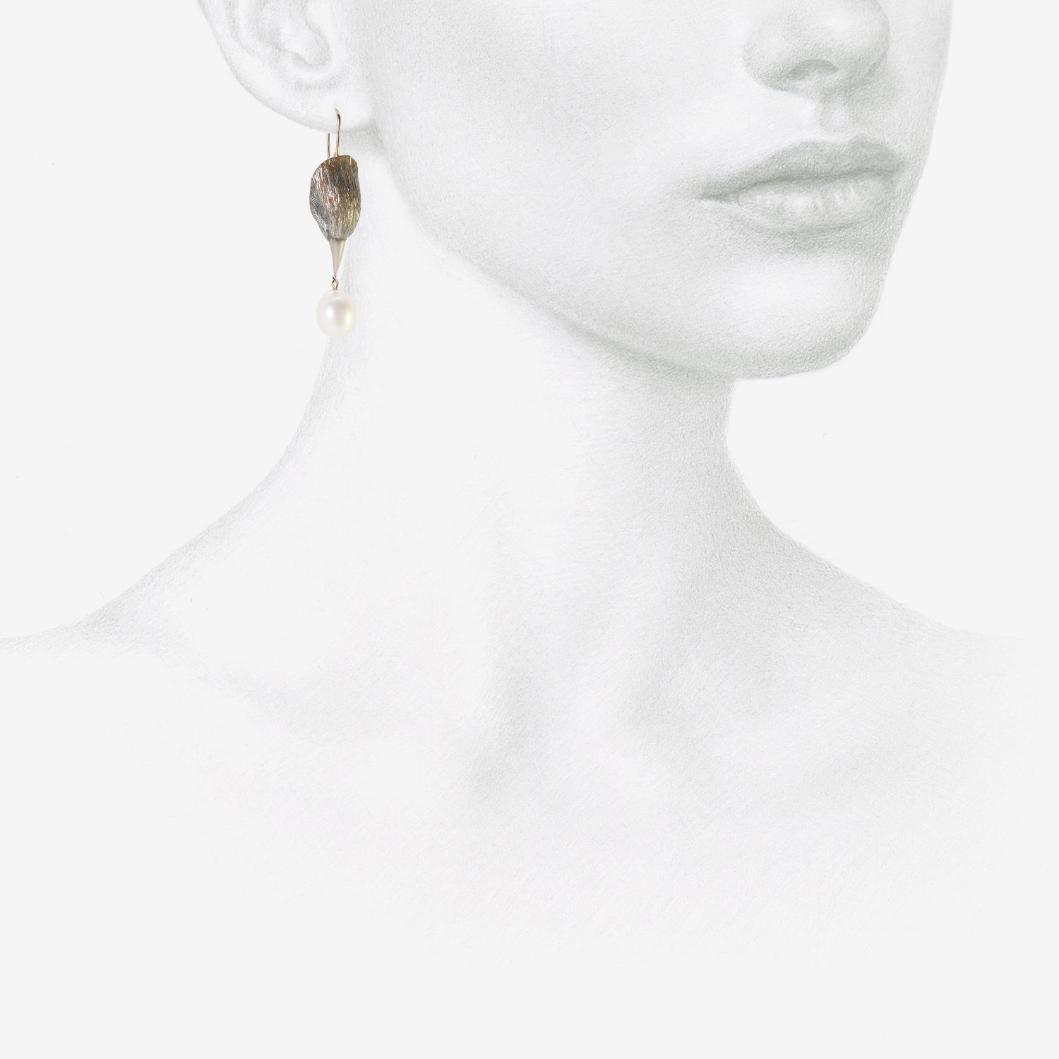 GABRIELLA KISS STERLING SILVER BIRD HEAD EARRINGS WITH WHITE PEARL EGGS