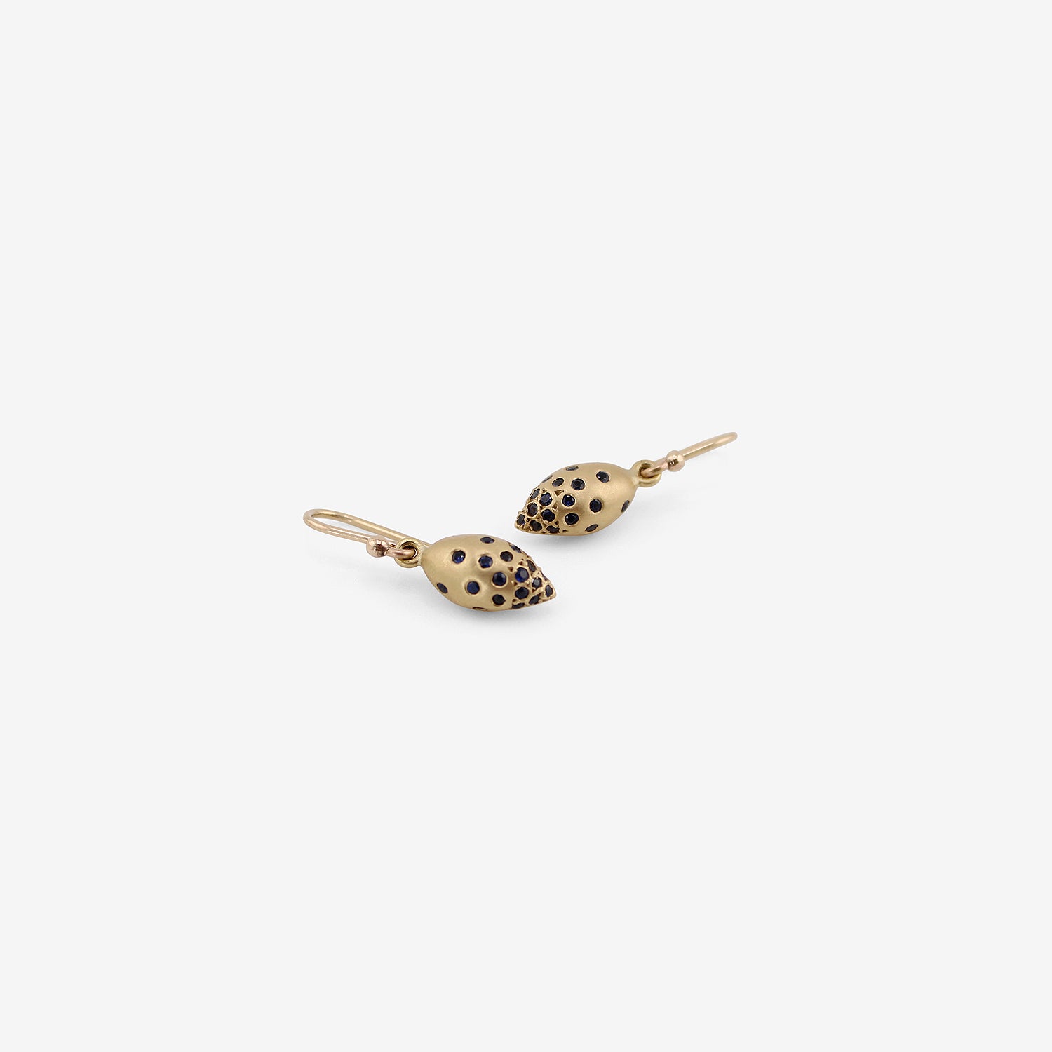 GABRIELLA KISS 18K SLUG DROP EARRINGS WITH PAVÉ BLUE SAPPHIRES