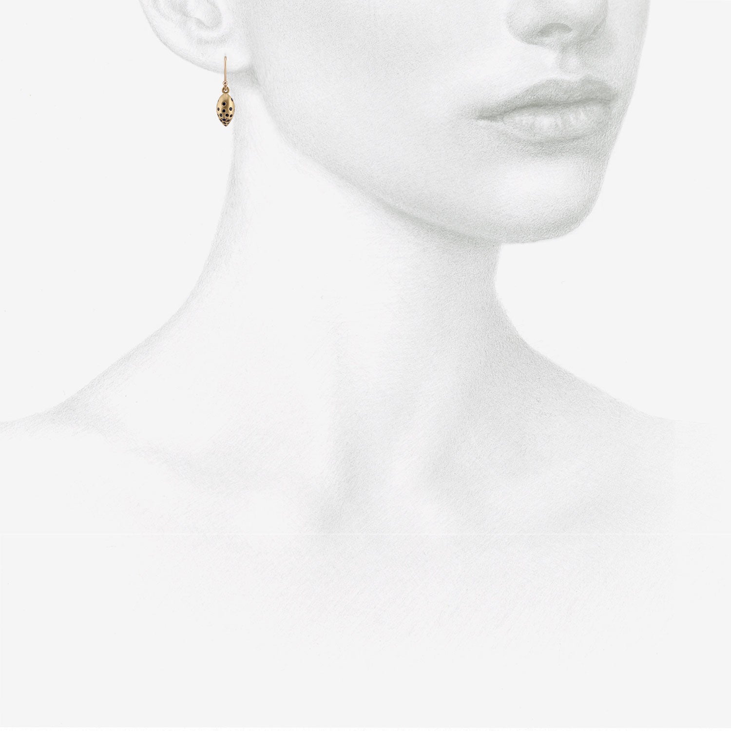 GABRIELLA KISS 18K SLUG DROP EARRINGS WITH PAVÉ BLUE SAPPHIRES
