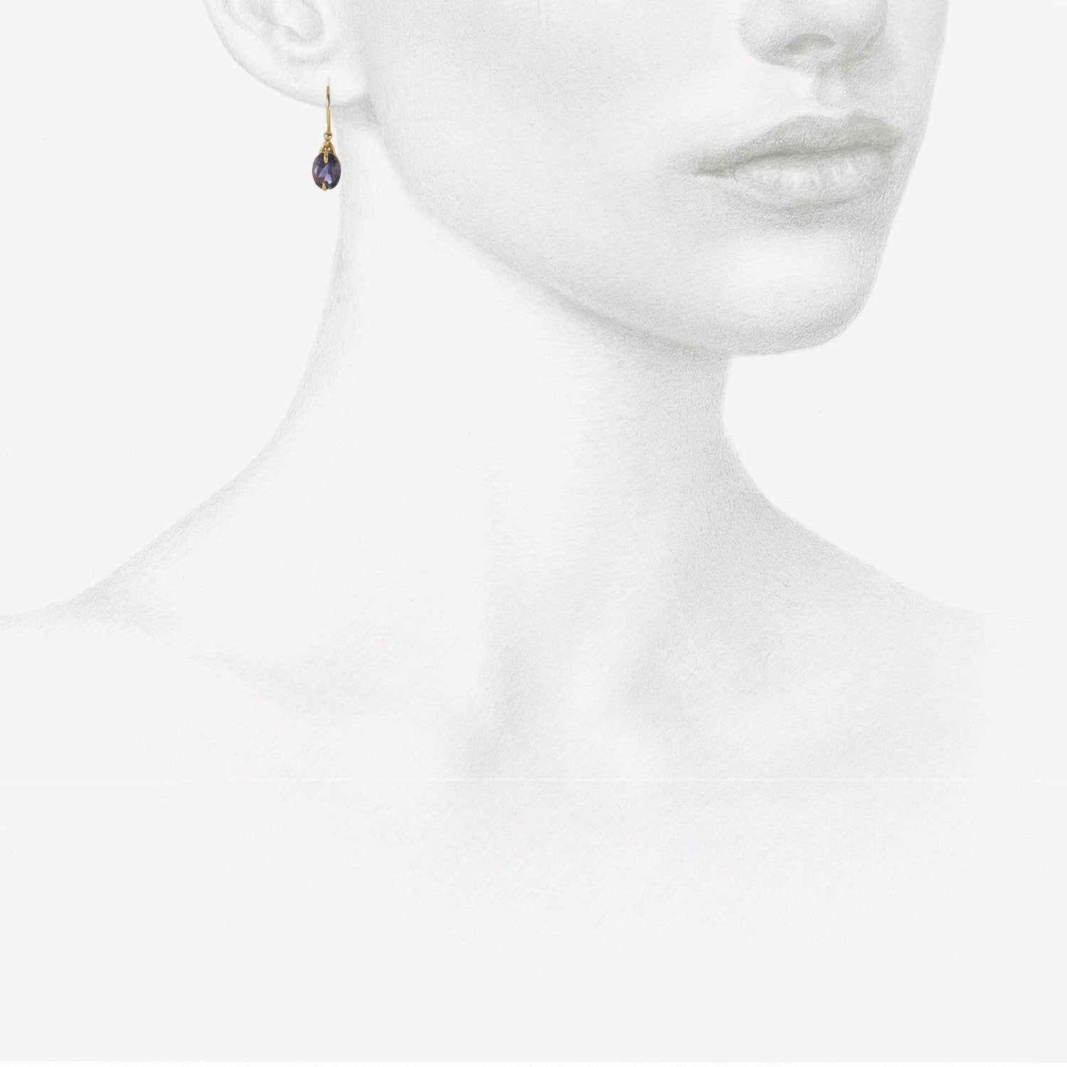 GABRIELLA KISS 18K & SMALL OVAL IOLITE SINGLE EARRING