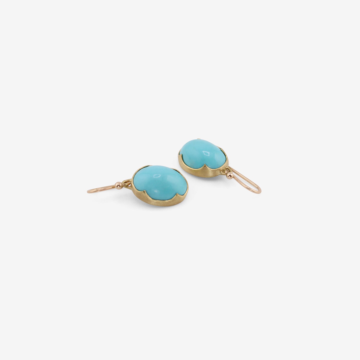 GABRIELLA KISS 18K & SMALL OVAL SLEEPING BEAUTY TURQUOISE EARRINGS