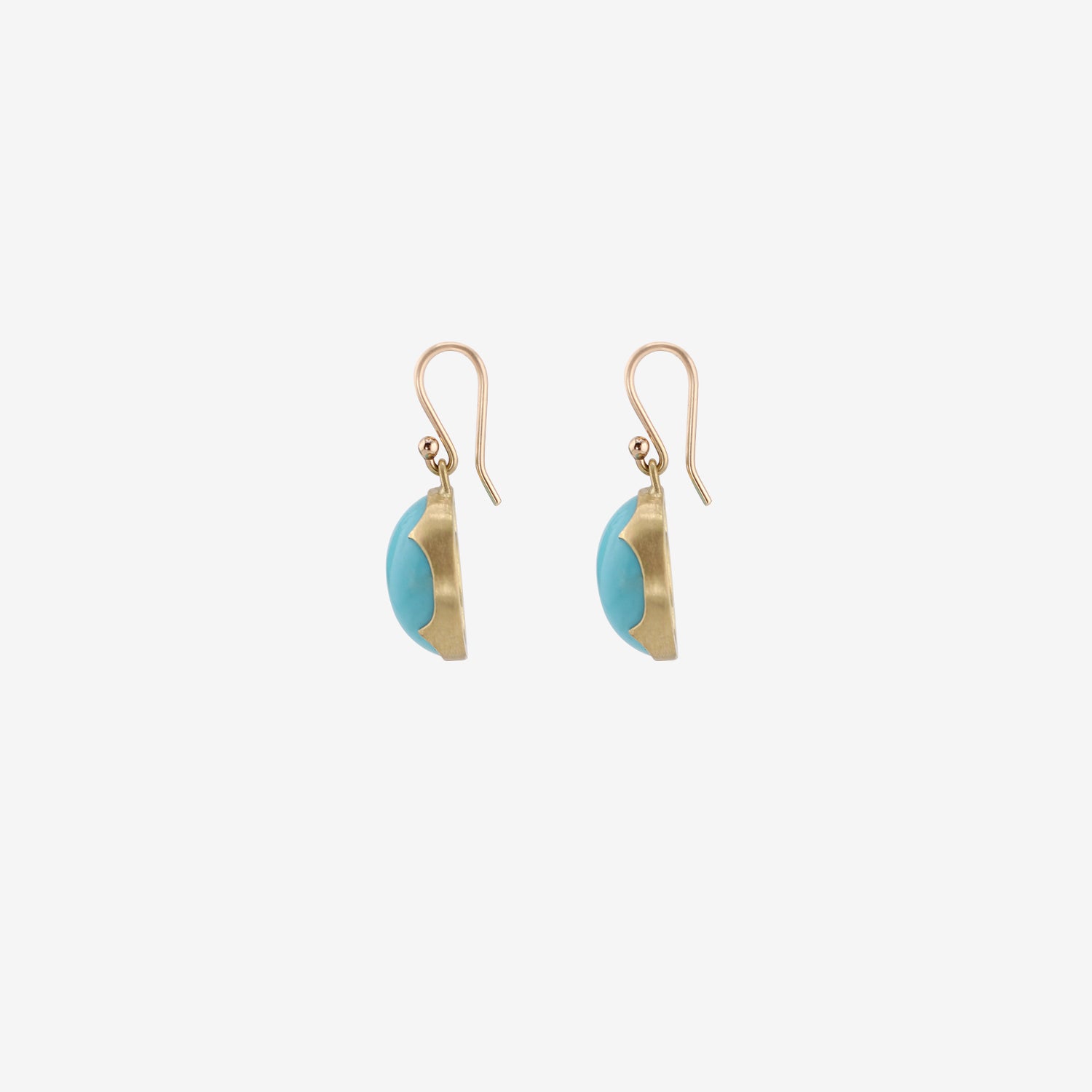 GABRIELLA KISS 18K & SMALL OVAL SLEEPING BEAUTY TURQUOISE EARRINGS