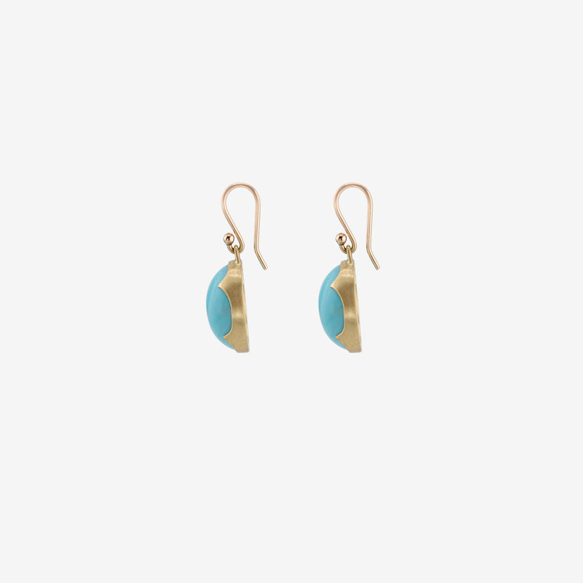 GABRIELLA KISS 18K & SMALL OVAL SLEEPING BEAUTY TURQUOISE EARRINGS