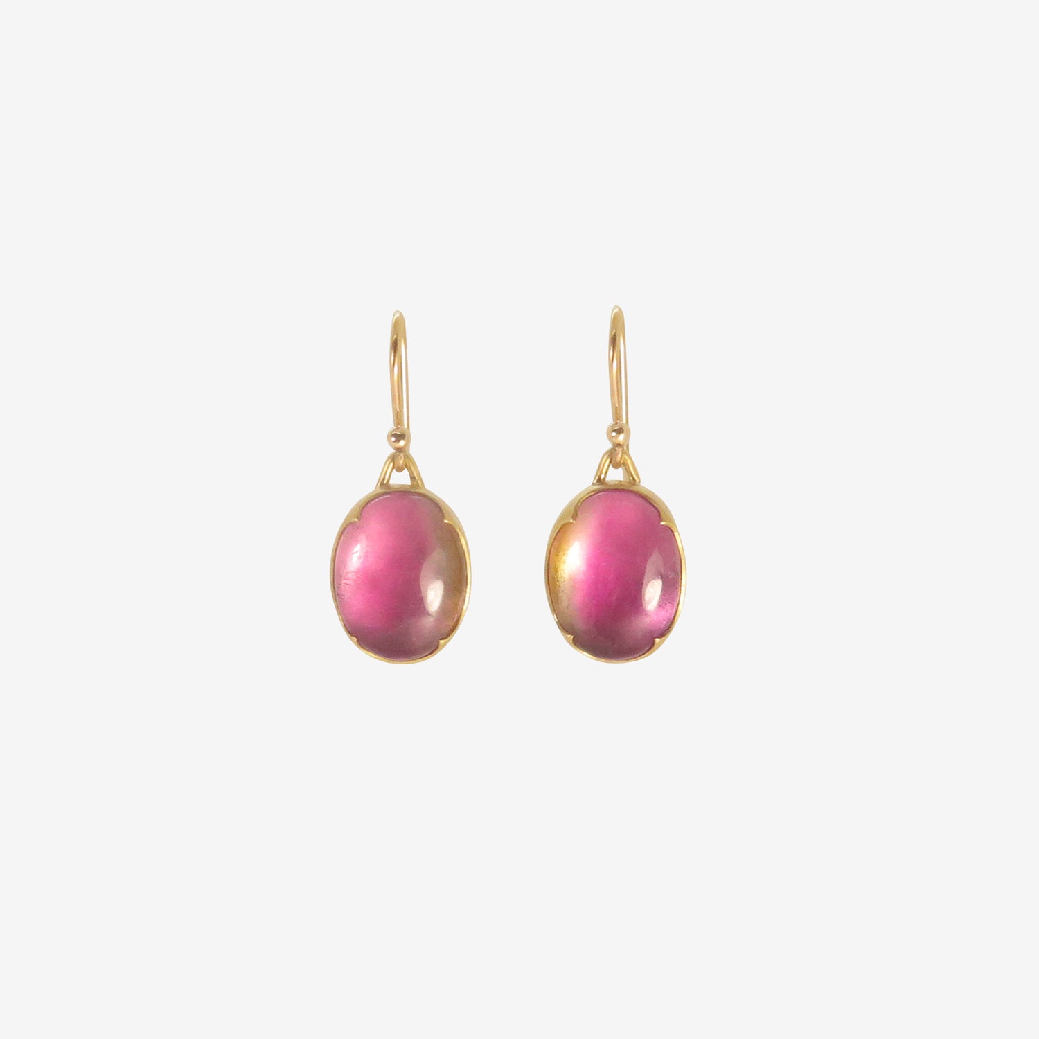 GABRIELLA KISS 18K & SMALL OVAL WATERMELON TOURMALINE EARRINGS, 7.01CT