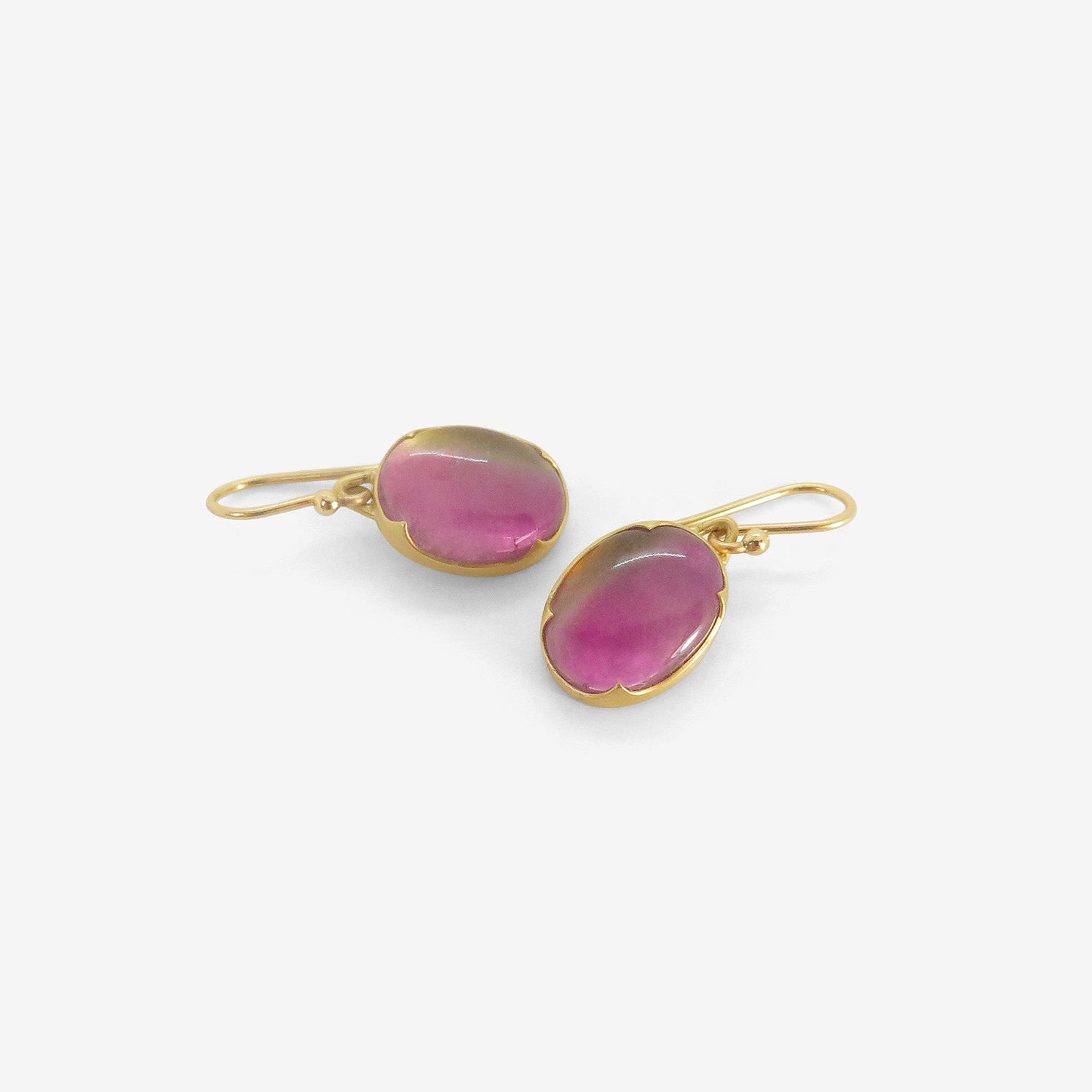 GABRIELLA KISS 18K & SMALL OVAL WATERMELON TOURMALINE EARRINGS, 7.01CT