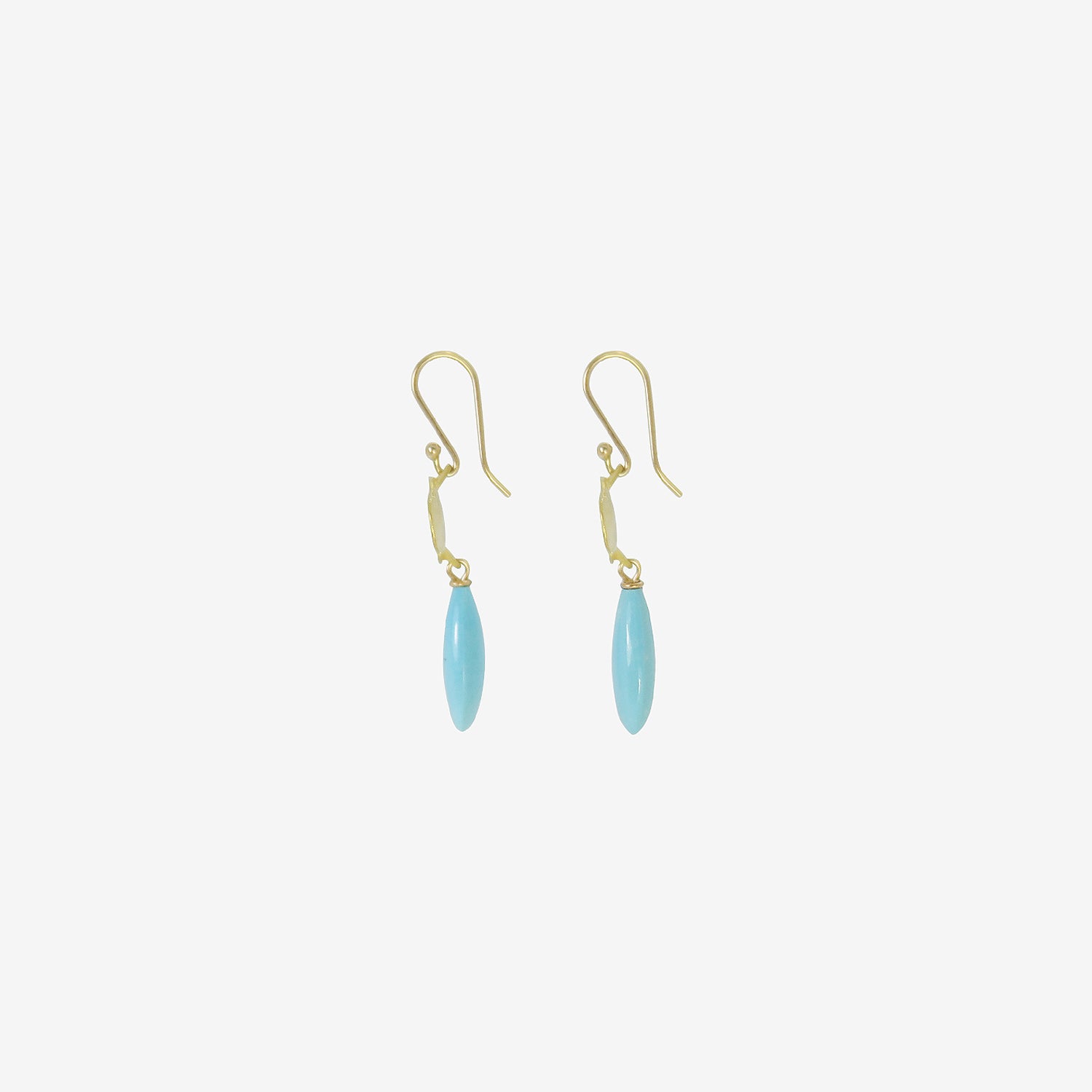 GABRIELLA KISS 18K SMALL SCALLOP EARRINGS WITH SLEEPING BEAUTY TURQUOISE DROPS