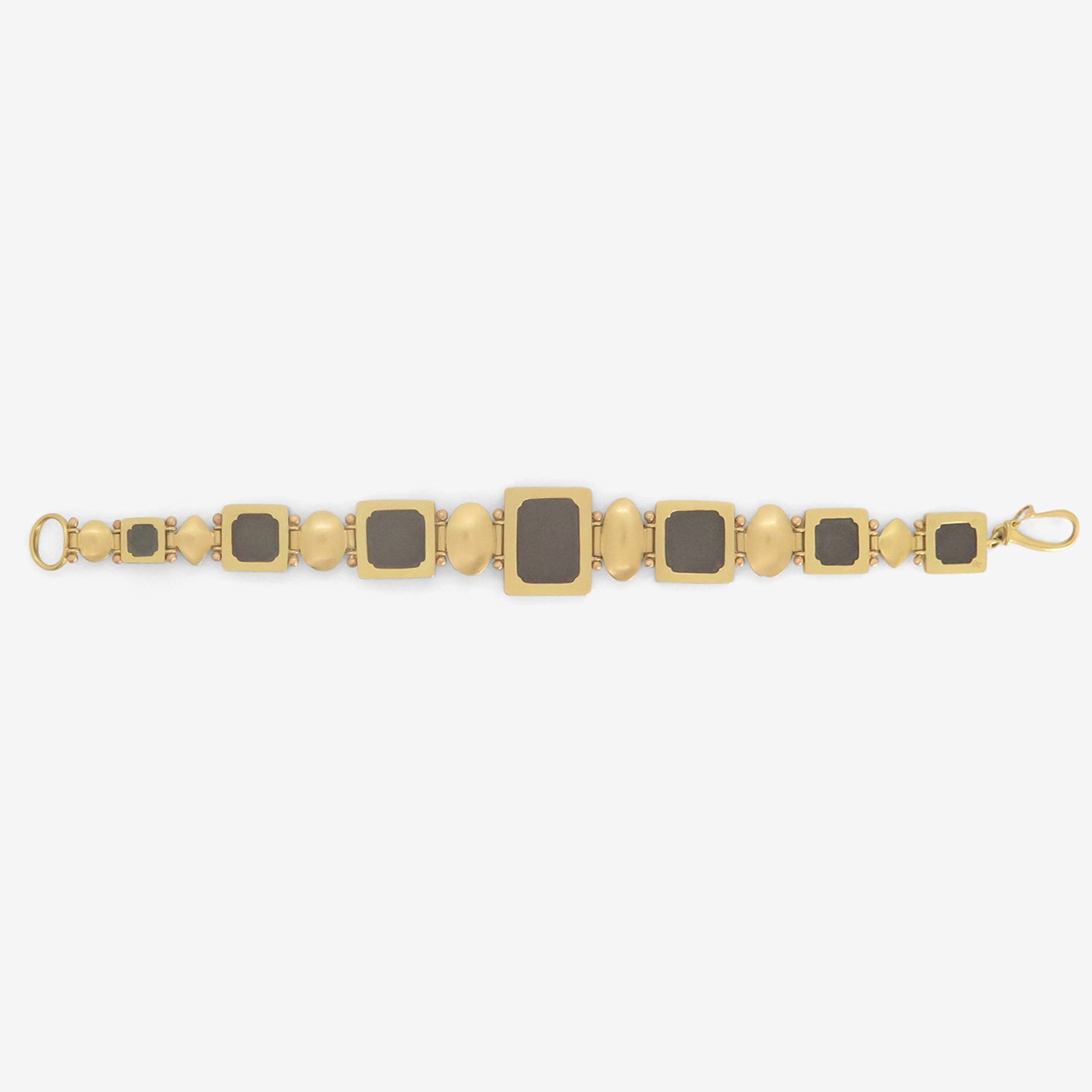 GABRIELLA KISS ONE-OF-A-KIND SQUARE DENDRITE BRACELET WITH AQUAMARINE, SAPPHIRE, KYANITE, MOTHER OF PEARL & GOLDSTONE