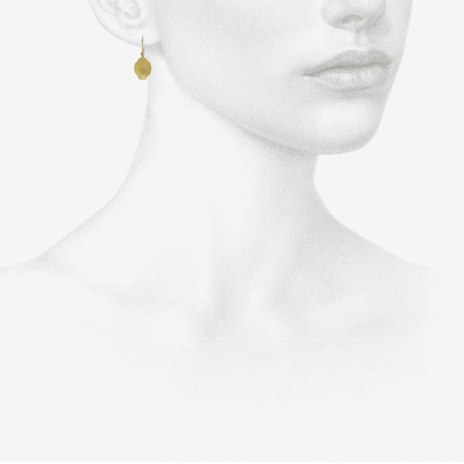 GABRIELLA KISS 18K TINY OVAL HAMMERED SCALLOP EARRINGS