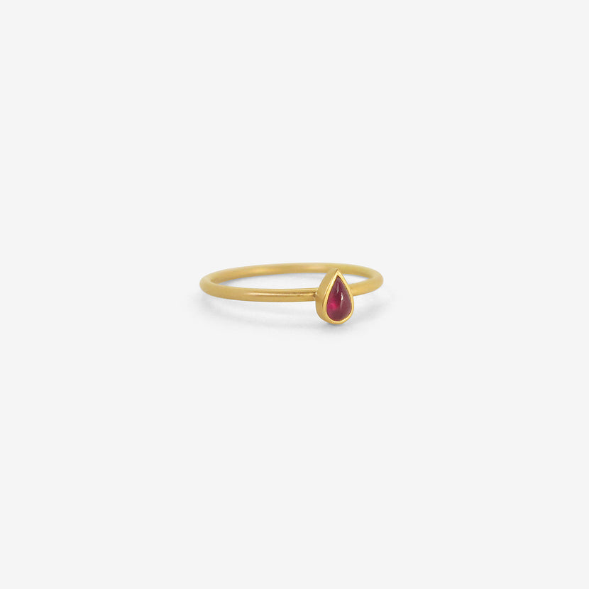GABRIELLA KISS 18K & TINY PEAR-SHAPED RUBY RING, .2CT