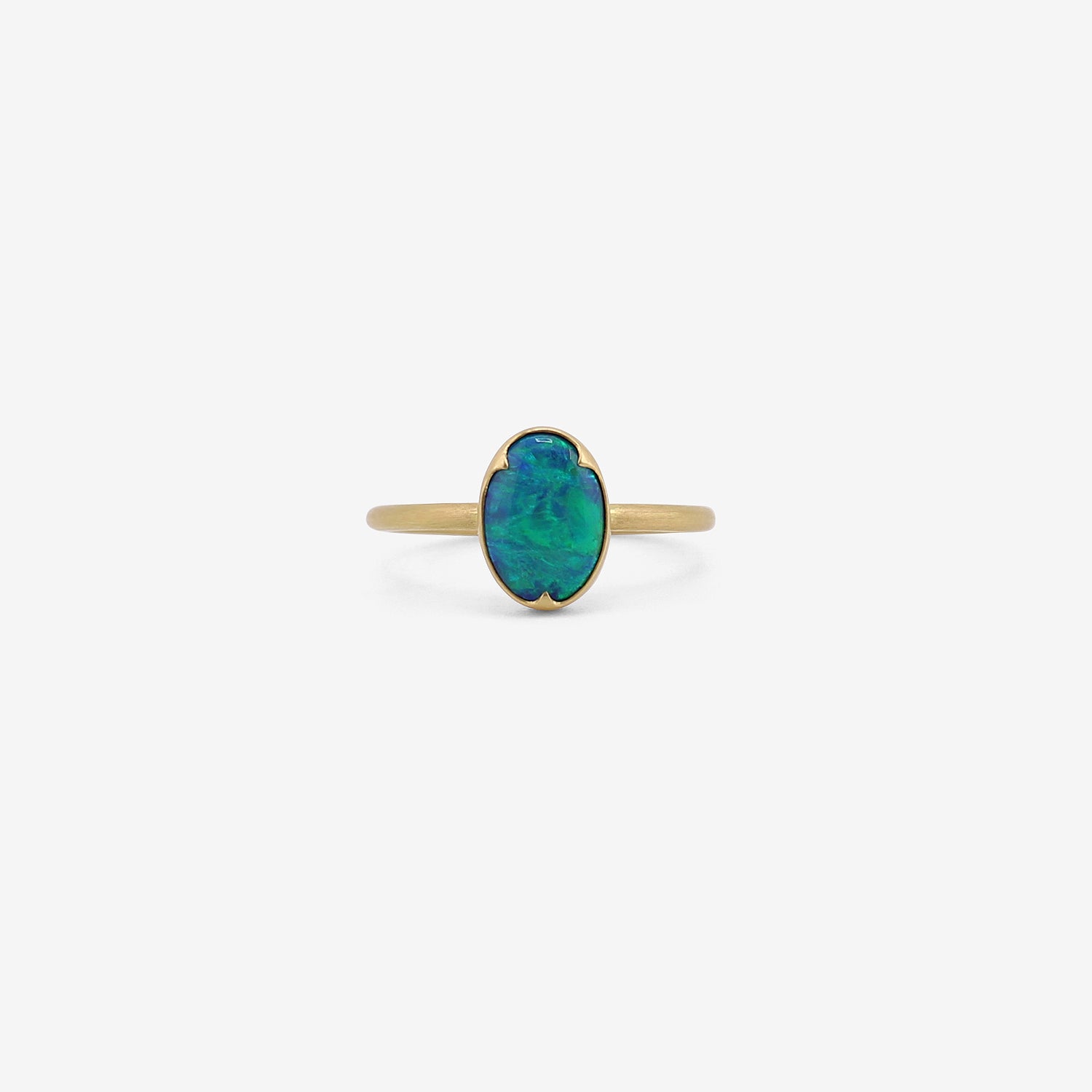 GABRIELLA KISS 18K & OVAL VIBRANT BLACK OPAL RING, 1.36CT