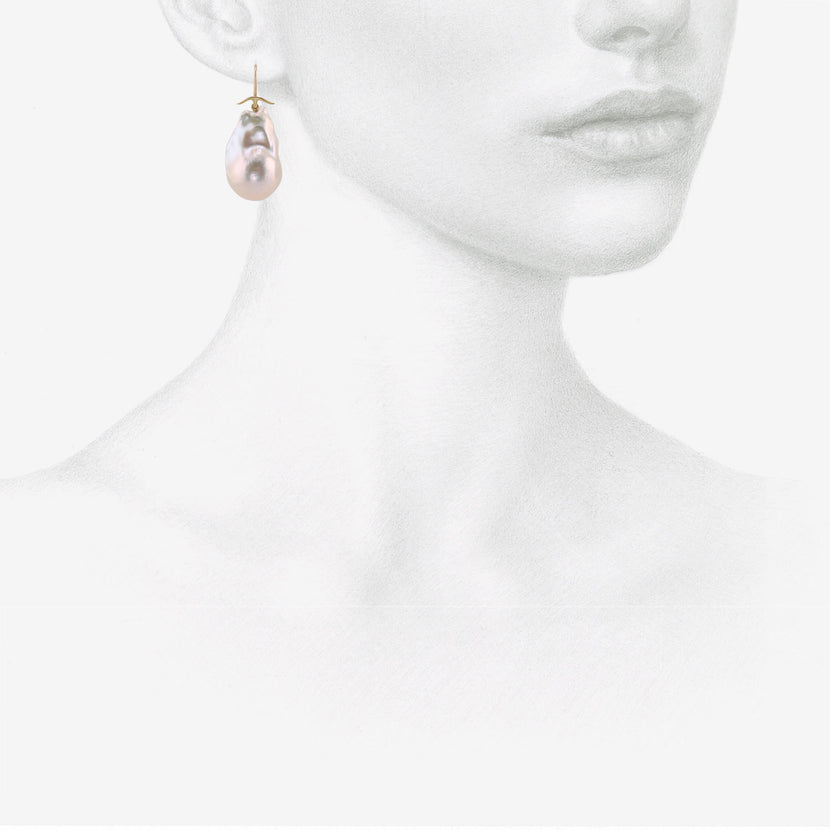 GABRIELLA KISS 18K & WHITE BAROQUE FRESHWATER PEARL EARRINGS