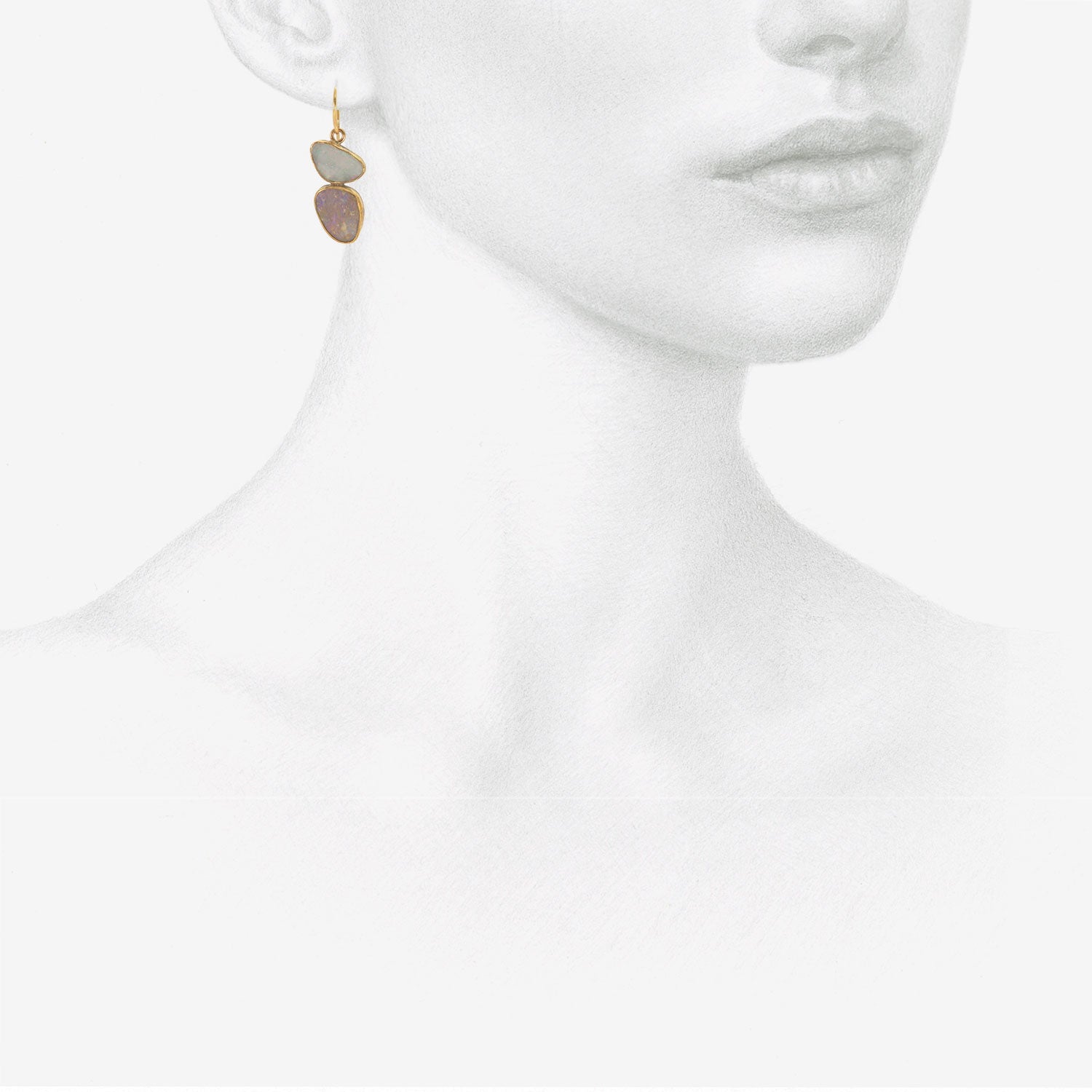 JUDY GEIB 18K & MOD-SHAPED BLUE OPAL FIXED DOUBLE DROP EARRINGS